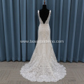 Latest Arrival Gorgeous Champagne Backless Lace Beach Mermaid Bridal Wedding Gown Dress